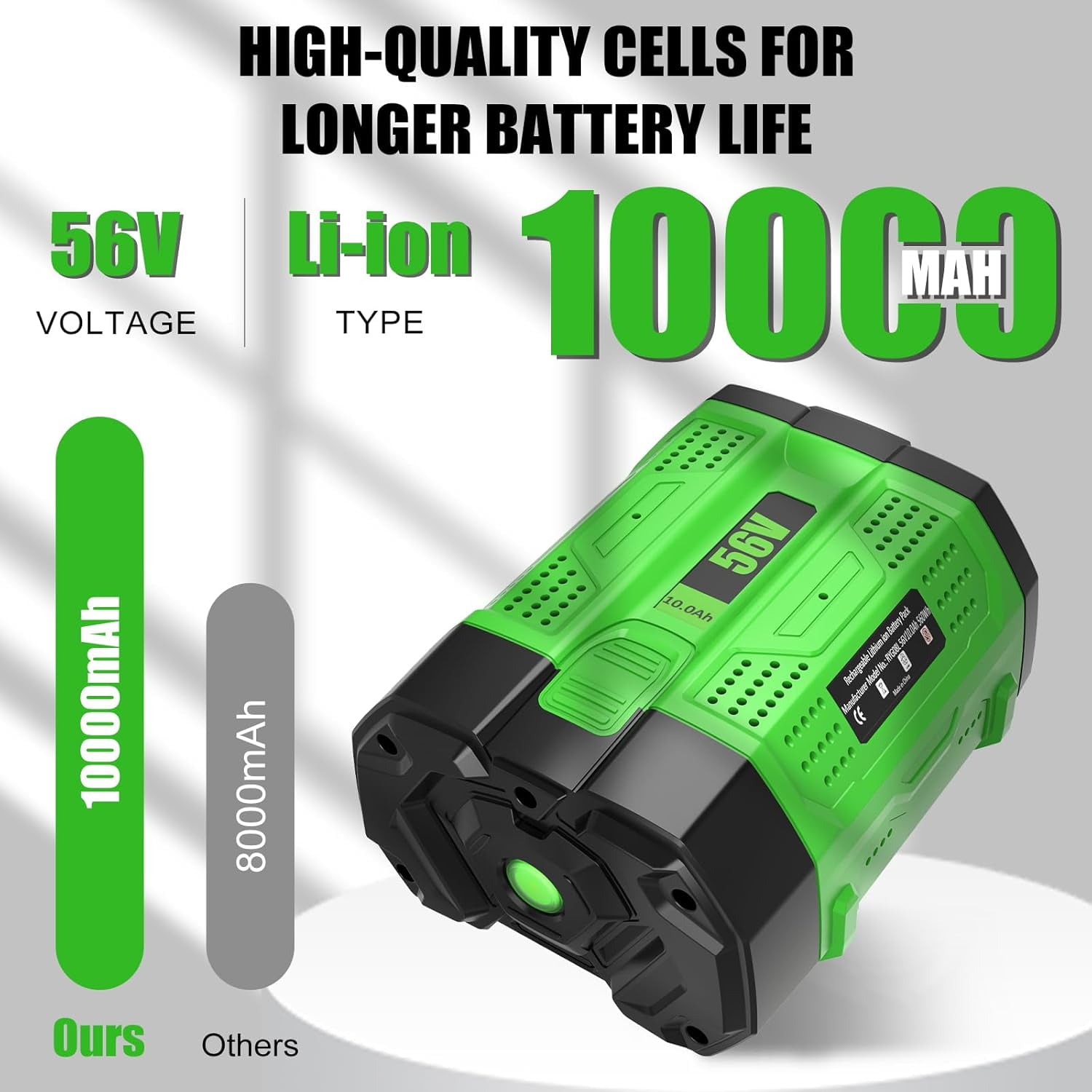 Upgrade 2Packs 10000mAh Lithium Ion Battery Long Runtime High Power Output Replacement for EGO 56V Battery BA2800 BA2800T BA4200 BA4200T BA5600T