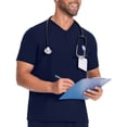thumbnail image 5 of Yaoyar Mens Partial Zip V-Neck Scrub Top, Rib-Knit Panels, 2 Zip Pockets, 1 Welt Pocket PROTX2 Fabric- IN702A, 5 of 6