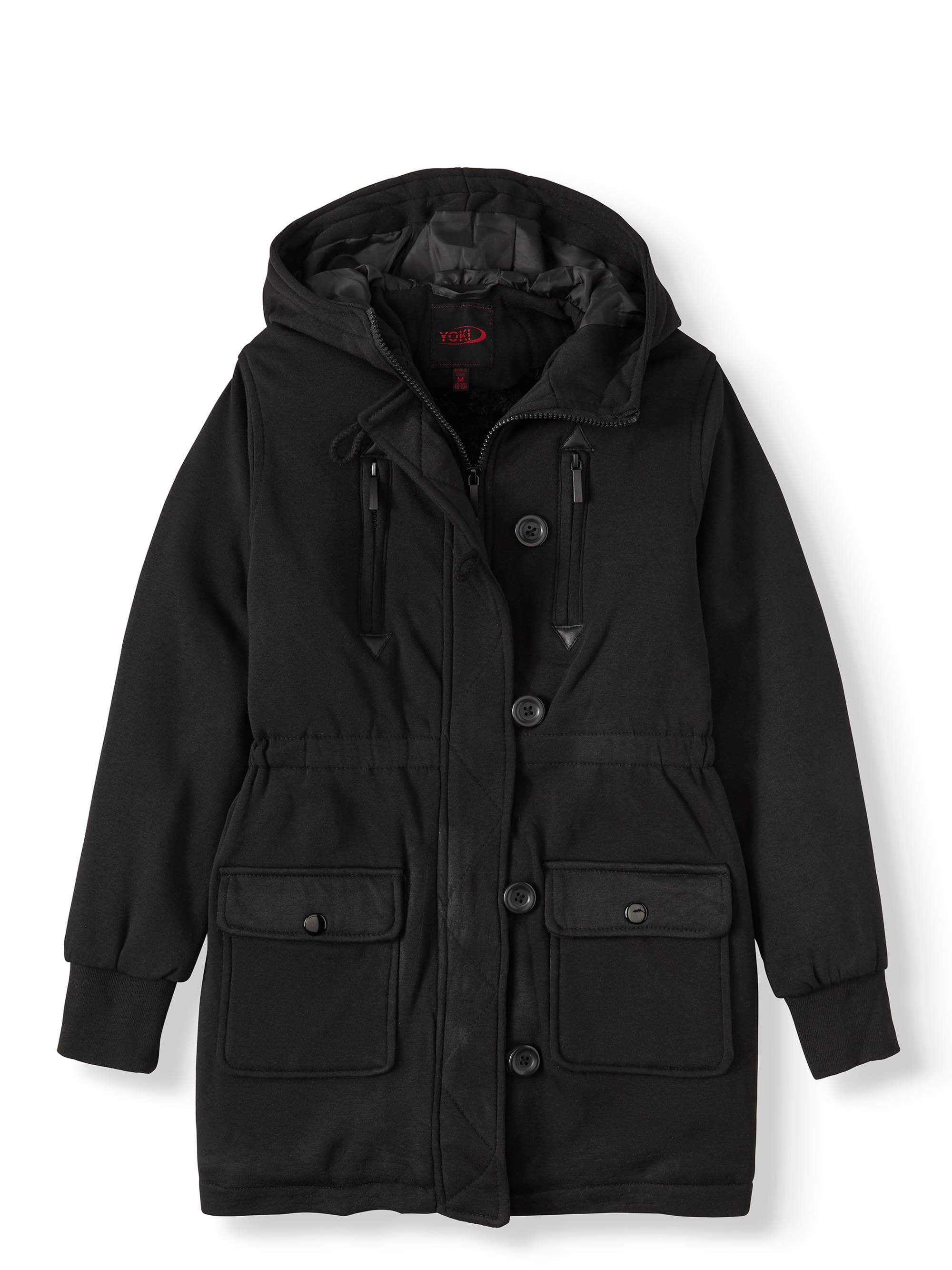 Yoki Little//Big Girls Double-Breasted Faux Wool Coat
