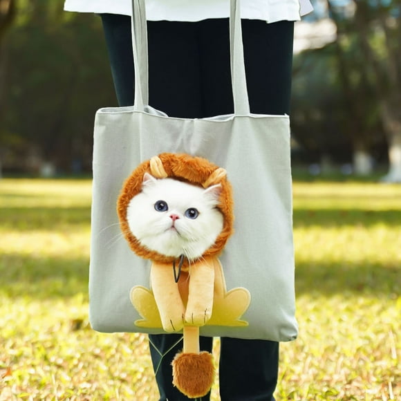 Sac à Bandoulière en Toile pour Animaux de Compagnie – Sac à Main Portable pour Chat et Petit Chien Mignon et Respirant pour le Magasinage et le Camping en Plein Air – Vert Clair (Taille m Convient à Moins de 6lbs)