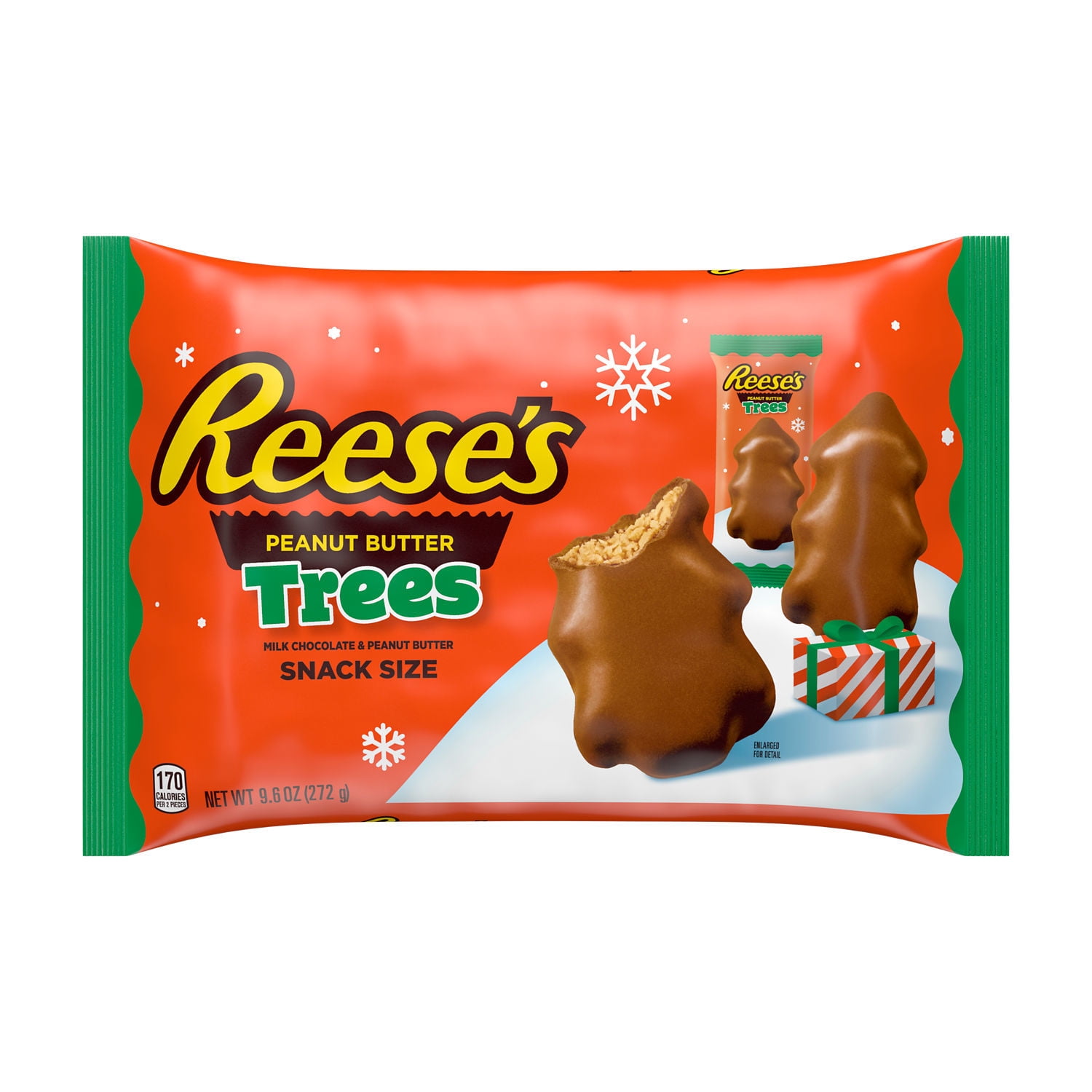 REESE'S, Milk Chocolate Peanut Butter Trees Snack Size Candy, Christmas, 9.6 oz, Bag