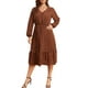 thumbnail image 1 of Vestido, Vestido de talla grande para mujer Vestido casual estampado con cuello en V de manga larga Abanopi 3X-grande, 1 of 7