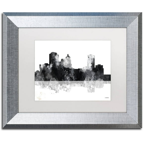 Trademark Fine Art "Montgomery Alabama Skyline BG-1" Canvas Art by Marlene Watson, White Matte, Silver Frame