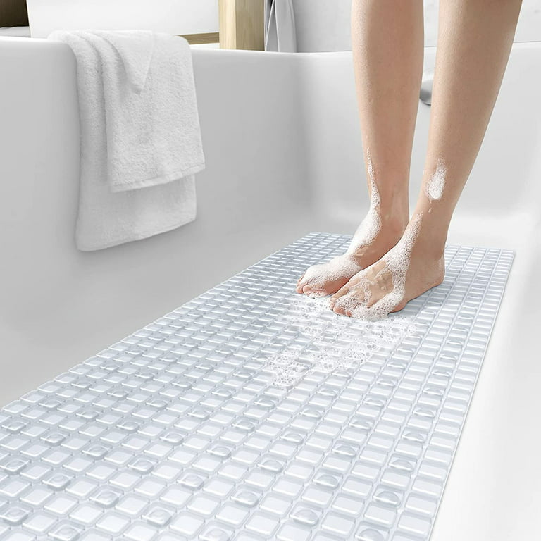 Bath Tub Shower Mat, 40 x 16 Inch Non-Slip Extra Large Bathtub Mat with  Suction Cups, Machine Washable Bathroom Mats with Drain Holes, Bathroom  Accessories 