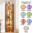 thumbnail image 4 of Satifur Corner Shelf Bookcase with LED Light Strip, 6-Tier Corner Bookshelf for Living Room,Bedroom,Kitchen,Rustic Brown, 4 of 10