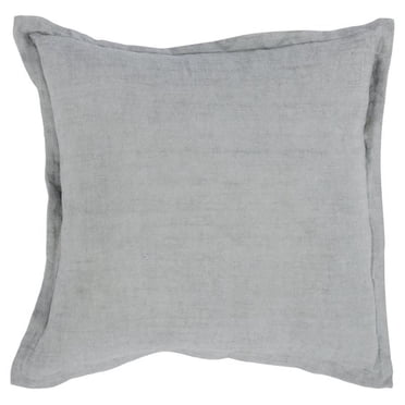 Pemberly Row 22x22" Square Transitional Linen Fabric Throw Pillow in Gray