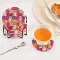 thumbnail image 5 of Haosy Set of 6 Drink Woven Coaster with Holder Heat Resistant Non-Slip Bar Coasters 4 Inches Retro Groovy Checkered, 5 of 7