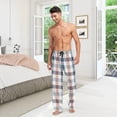 thumbnail image 7 of Blue and Orange Plaid Pajama Pants for Men, Comfortable Mens Lounge Pants with Pockets, Men's Pajama Bottoms, 7 of 7