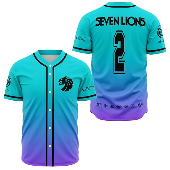 Seven Lions 2 Baseball Jersey Men/Women Casual Thin button Baseball uniform Oil Slick Custom Short Sleeves Baseball Jersey