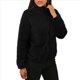 thumbnail image 2 of Cárdigan Holgado y Cálido de Larga para Mujer, con Cuello Alto de Felpa, Cremallera y Bolsillos. Negro L, 2 of 6