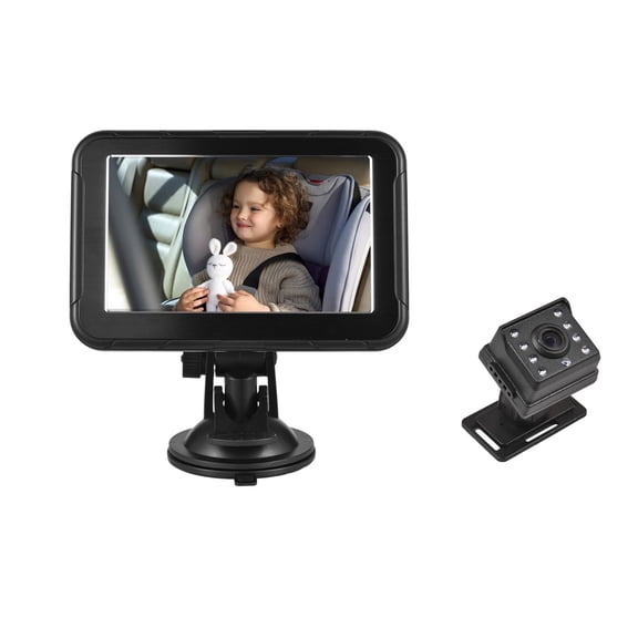 Cacagoo 5" 1080P Baby Car Monitor, Backseat Camera with Night Vision, 150° Wide Angle, 360° Rotation Display for Rear Facing Infant, Includes Camera & Charger Kit