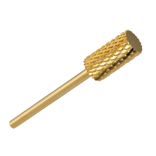 Graflsoa Ensemble de Perceuses à Ongles en Carbure Doré - 5 Variétés (XTC, XC, C, m, F) pour Manucure Professionnelle et Pédicure, Étui de Rangement Compact Inclus, Compatible avec Machines à Ongles 3/32 Pouces