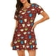 thumbnail image 1 of Balery Coffee Cups Camisón de manga corta con cuello redondo para mujer, cómodo y elegante., 1 of 6