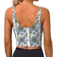 thumbnail image 3 of Haiem Flowers and Butterflies Pattern Womens Sports Bra - U Neck Padded Low Impact Yoga Bra Workout Crop Top Gym Moisture-Wicking Workout Vest -X-Large, 3 of 9