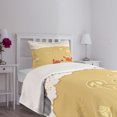 thumbnail image 3 of Ambesonne Summer Quilted Bedspread Set 2 Pcs, Card with Crabs Sea, Twin Size, Sand Brown and White, 3 of 5