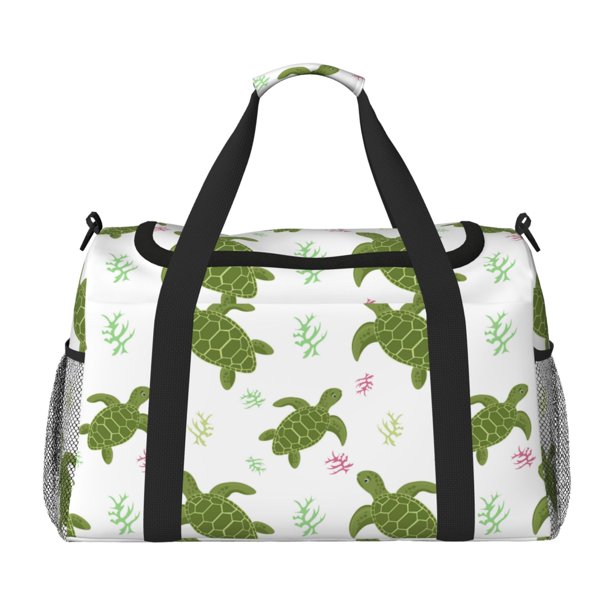 Balery Cute Turtle Bolsa de Gimnasio para Mujeres, Bolsa de Viaje con Bolsillo Húmedo, Bolsa de Fin de Semana para Mujeres, Bolsa de Viaje Resistente al Agua