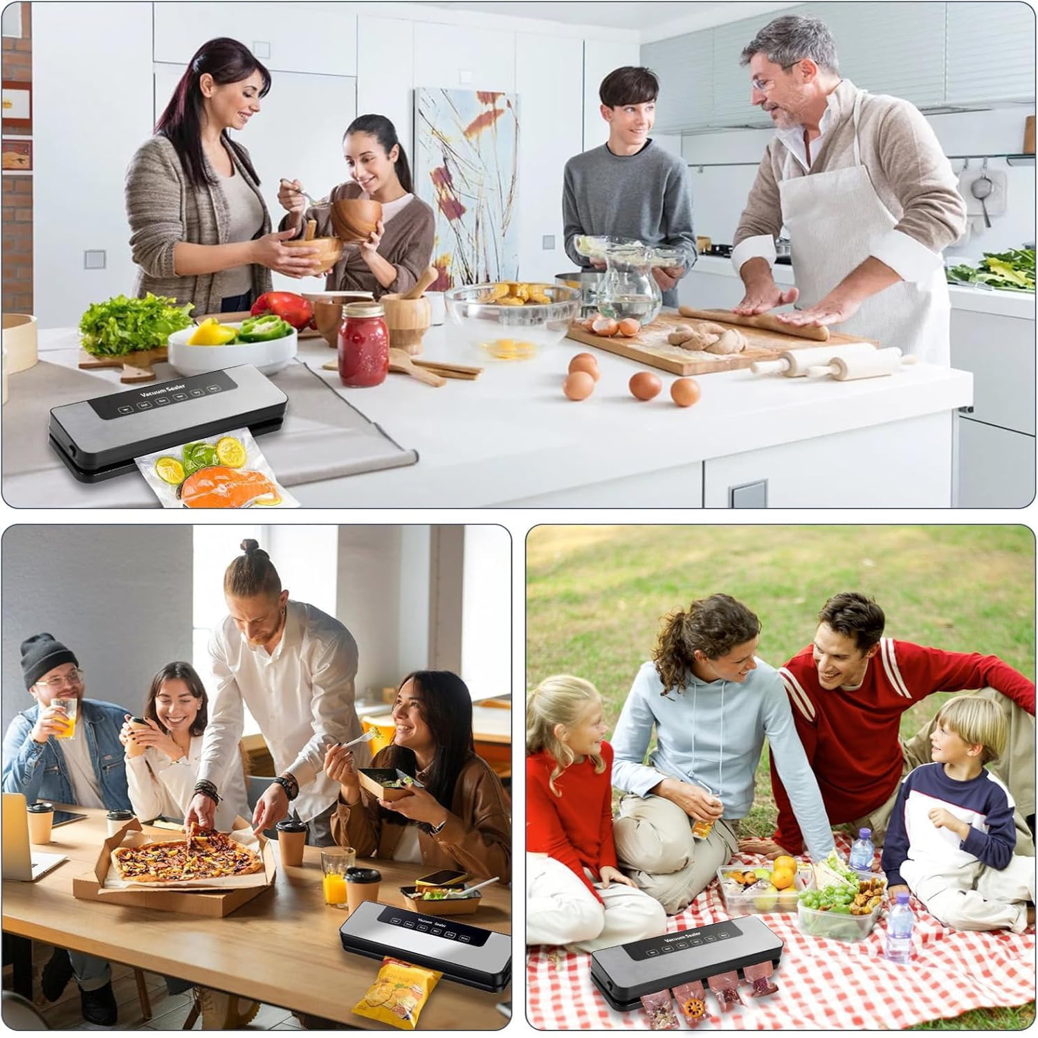 Automatic Vacuum Sealer Machine for Food Storage, 65KPa Strong Suction with 5 Modes, Includes Bags for Freshness Preservation, Compact Design for Home Kitchen Use