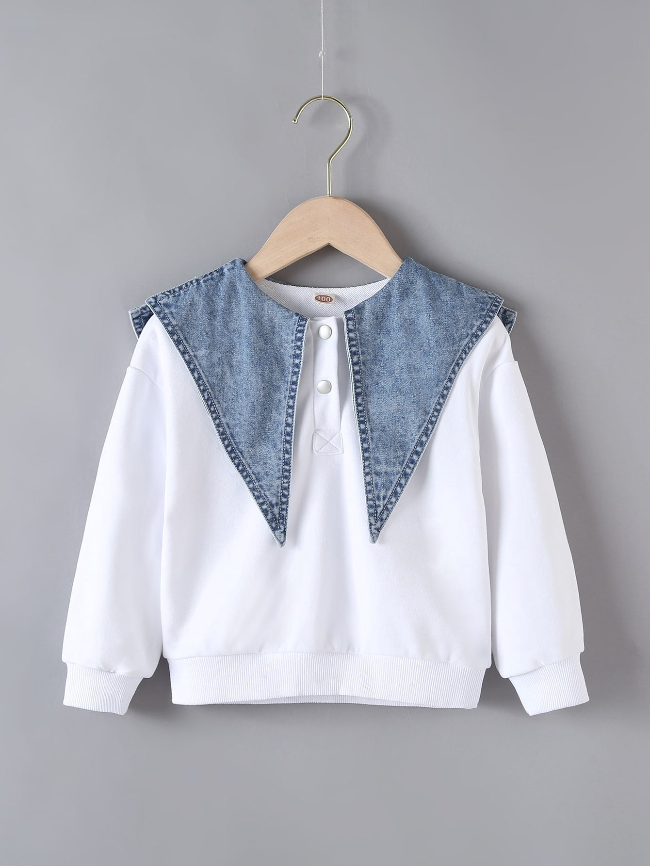 Toddler Girls Sailor Collar Drop Shoulder Sweatshirt White Cute A040W -  Walmart.com