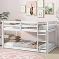 thumbnail image 3 of Tulib Low Bunk Bed Twin Over Twin, Bed Frame with Ladder, Safety Guardrails & Reinforced Slats, for Bedroom & Dorm, White, 3 of 7
