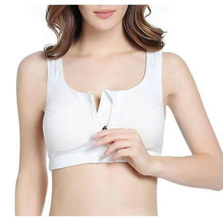 

Egmy No Steel Support Deep V Back Zipper Bra Back Buckle Sports Bra