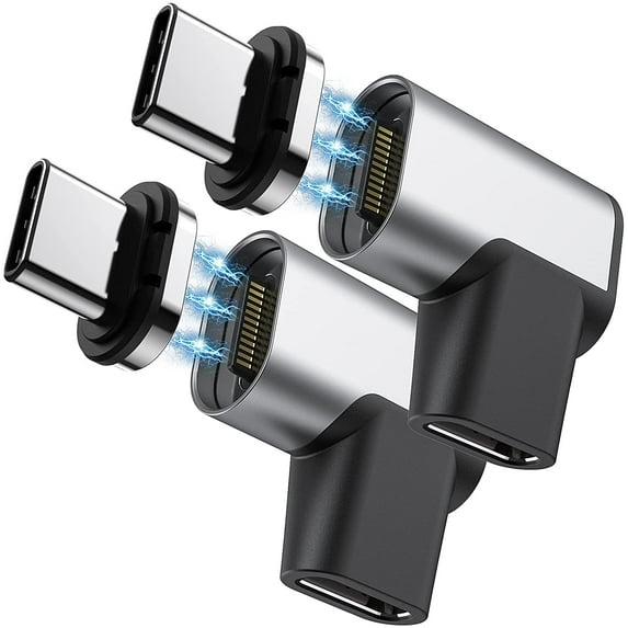 USB C Magnetic Adapter, (2 Pack) Magnetic USB C Adapter, 24Pins USB3.1 20Gbps Data Transfer 4K 60Hz Video PD 100w Charge Compatible with MacBook Pro/Air USB-C Laptop