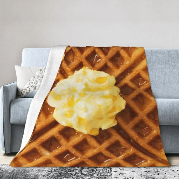 Waffle Blanket Gifts For Kids Adults - Lightweight Throw Blanket For Bedroom Living Room Decor Soft Fuzzy Fleece Cozy Plush Bed Couch 50"X40"