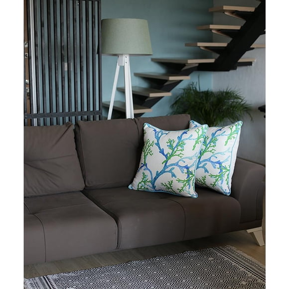 Marine Blue Coral Square Throw Pillow Cover (Set of 2)