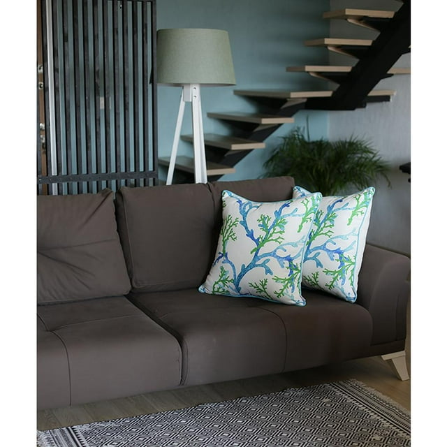 Marine Blue Coral Square Throw Pillow Cover (Set of 2)