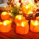 thumbnail image 5 of Velas de té naranjas con temporizador, diseño de fusión (plástico), velas de té LED sin llama que funcionan con pilas para fiestas, paquete de 12, 5 of 5