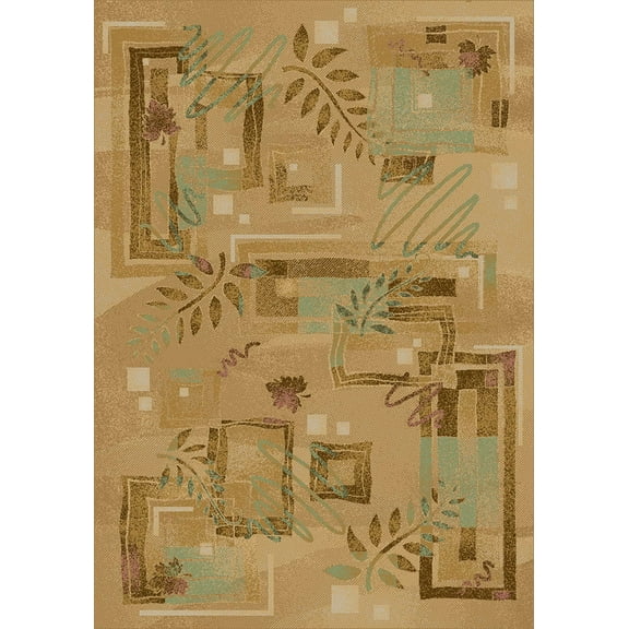 Milliken Yellow Floral Cubes Runner Autumn Twill Maize - Aprx 2' 1" x 7' 8"