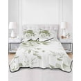 thumbnail image 2 of Quilts Twin-XL Size Bedding Set, Sage Green Flower Lightweight Quilted Comforter, Watercolor Gradient Retro Floral Soft Reversible Bedspread Coverlet with Pillow Covers for All Season, 68" x 98", 2 of 7