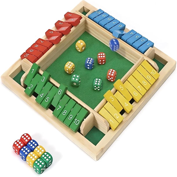 Juego "Cierra la Caja" XiangAi para 4 Jugadores, Dados de Madera, Tamaño Familiar