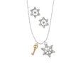 thumbnail image 2 of Delight Jewelry Goldtone Mini Open Peace Heart Key Silver tone Snowflake Charm Necklace and Stud Earrings, 2 of 4