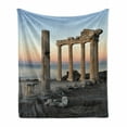 thumbnail image 1 of Architecture Soft Flannel Fleece Throw Blanket, Culture Photo of Historic Greek Ruins and Stones Next to Calm Sea, Cozy Plush for Indoor and Outdoor Use, 50" x 60", Multicolor, by Ambesonne, 1 of 6
