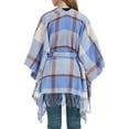 thumbnail image 5 of XFLWAM Women's Sweater Poncho Coat Shawl Wrap Poncho Cape Belt Gradient Cardigan Sweaters Open Front for Spring Winter Blue One Size, 5 of 6