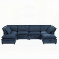 thumbnail image 5 of Modern Polyester U-Shaped Sofa with Double-Layer Cushions, 6-Seater, Storage Function, Convertible to Bed, Living Room Furniture, 5 of 23