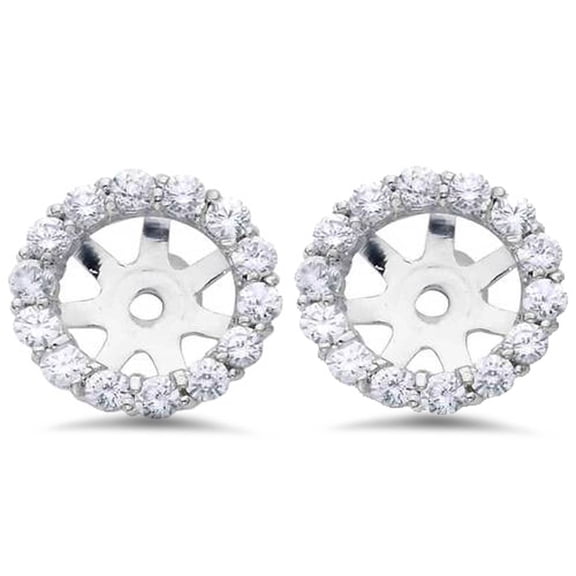 Pompeii 3/4ct Diamond Halo Earring Studs Jackets 14K White Gold (6-6.7mm) (G-H,I1)