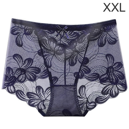 

TureClos 2PCS Lace Women Hollow Seamless Breathable Hip Lifting Mid-waist Briefs