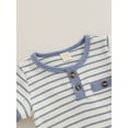 thumbnail image 6 of Arvbitana Baby Boys Shorts Sets Striped Print Short Sleeve Button T-shirt Romper with Elastic Waist Shorts 2Pcs Outfits 3M 6M 12M 18M Newborn Infant Summer Clothes, 6 of 9