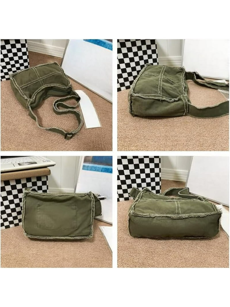 LinYooLi Small Canvas Crossbody Bag for Women Men Y2k Hobo