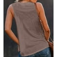 thumbnail image 6 of Jewelreauty Women Tank Tops Summer Casual Keyhole Collar Sleeveless Blouses Tee Solid Color Loose Shirts (L, Brown), 6 of 6