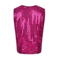 thumbnail image 2 of YONGHS Kids Boys Glittery Sequined Vest Top Waistcoat Costume for Choir Jazz Dance 7-15 Rose Red-A 12-13, 2 of 5