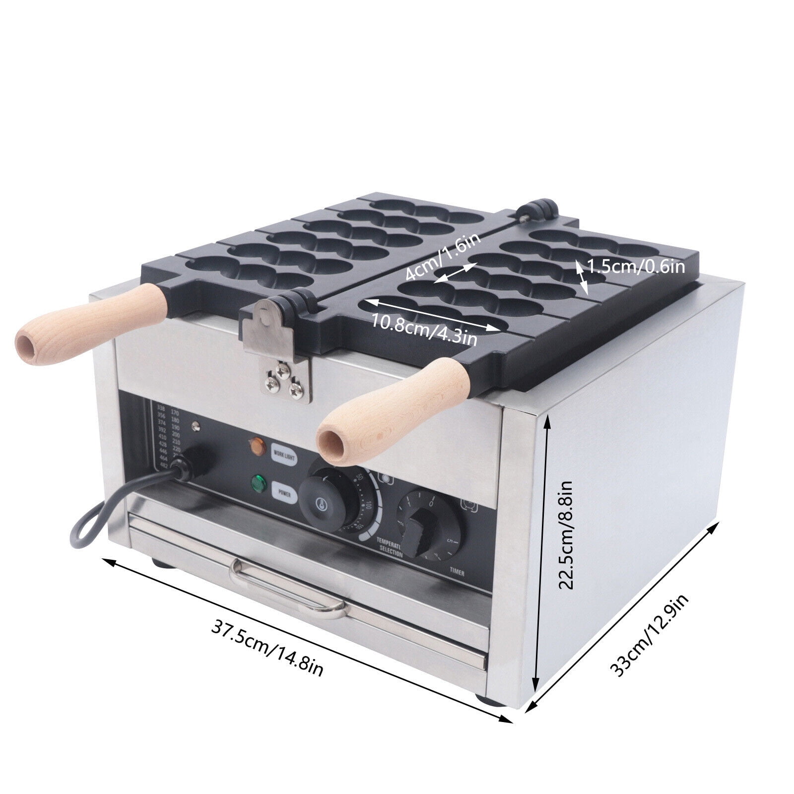 Miumaeov 6 Grids Commercial Waffle Maker Electric Non-stick Bubble Pancake Baking Machine 1400W 110V