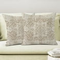 thumbnail image 4 of Boho Pillow Covers 18x18 Set of 2, Beige Brown Bohemian Farmhouse Decorations Throw Pillow Covers Ethnic Carpet Pattern Outdoor Decorative Linen Cushion Case for Couch Sofa Home, 4 of 6