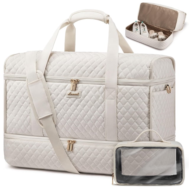 Bolsa de viaje LOVEVOOK grande para mujer, diseño de fin de semana, color beige