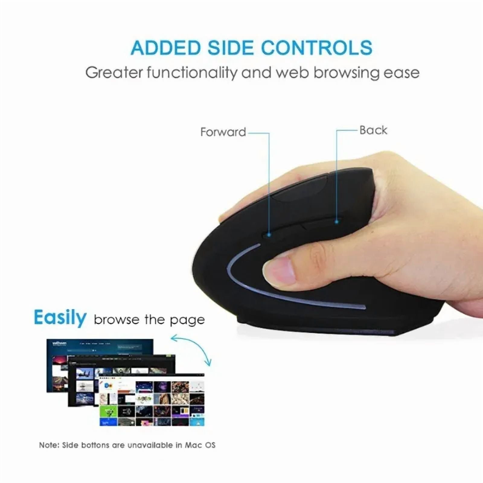 JSY-5 2.4G USB Dual Side Scroll Wheel Mouse For Gamer Computer Laptop Rechargeable Gaming Mouse 1200DPI Ergonomic Vertical Mouse