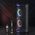 thumbnail image 2 of EWTTO EW-P545MBC Parlante Portátil 100W, 5.25"x2 Bajos, TWS, Micrófono Inalámbrico, Remote, RGB, 12000mAh, EQ Interior/Exterior, AC+Type-C, 2 of 8
