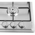 thumbnail image 3 of 23Inch Gas Cooktop, 4 Burners Built-in Gas Stove Kitchen Cooktop Stainless Steel Electronic Pulse Ignition Thermocouple Protection NG Convertible Propane Cooktop for Cooking (4 Burners Sliver), 3 of 7