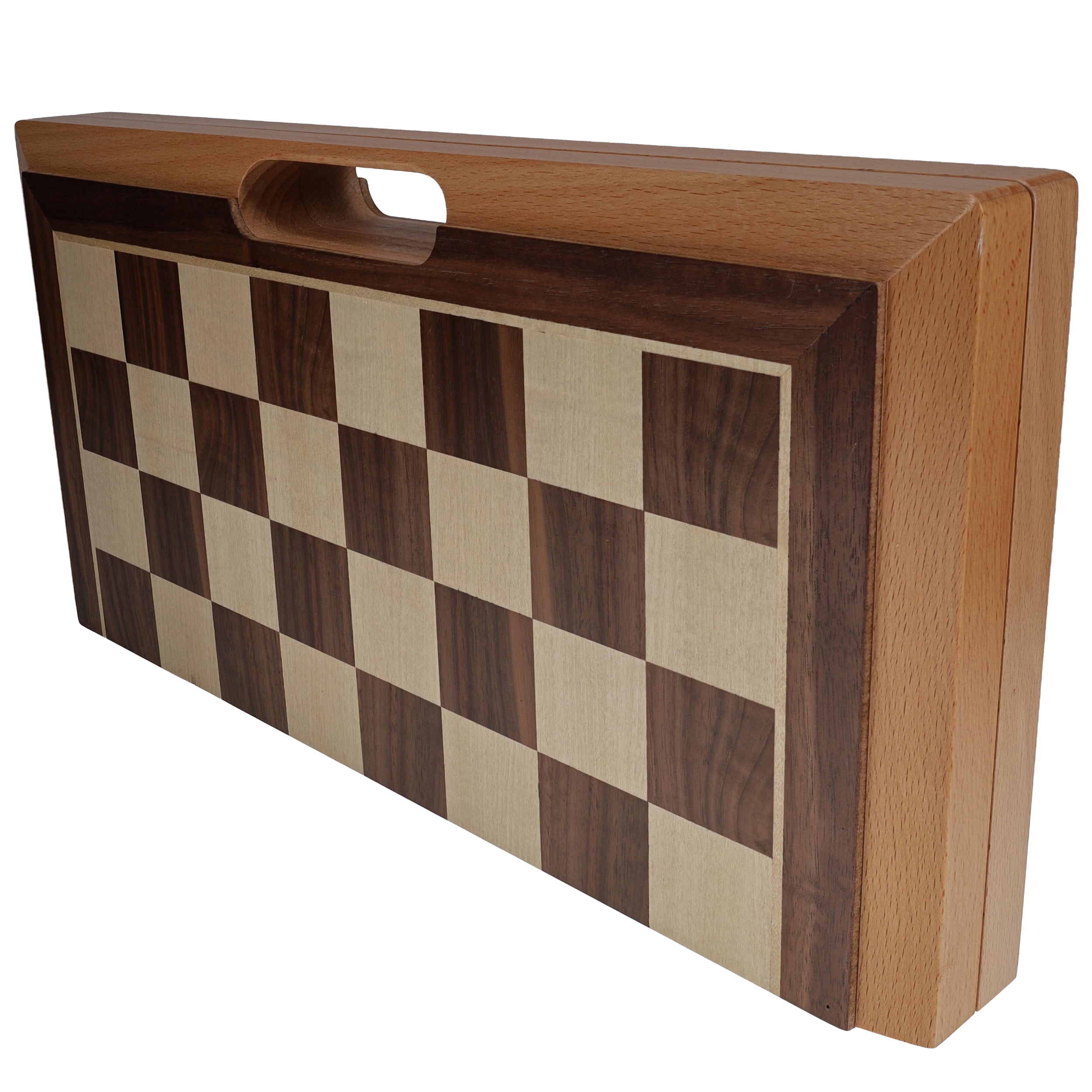 WE Games Folding Wood Travel Chess Set- 16 in Camphor Veneer Board