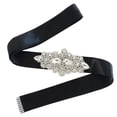 thumbnail image 2 of Crystal rhinestone flor cinta nupcial cinturón faja negro Yuyangstore cinturón nupcial de la boda, 2 of 7